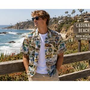 Matt Ryder Laguna Beach CA Scenic Shirt Surf Woody California Resort 52 Chest